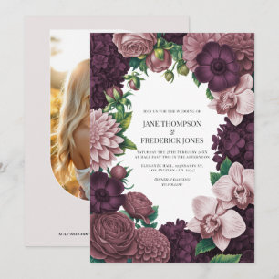 Convites Casamento Storm Plum, Graphite Rose & Antique Blus