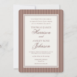 Convites Casamento Striped Mocha Brown Espresso Martini