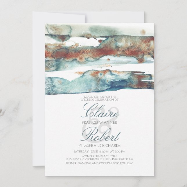 Convites Casamento subaquático do respingo da aguarela da (Frente)