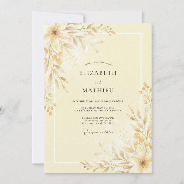 Convites Casamento Subtil Prado Creme de Manteiga (Frente)