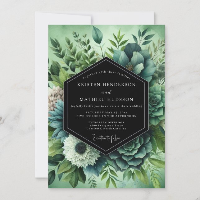 Convites Casamento Sucelento de Sage Verde (Frente)