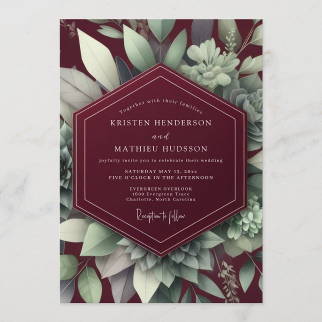 Convites Casamento Sucelento Marrom Elegante (Frente)