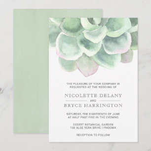 Convites Casamento Suculento Da Aquarela Verde Da Sage Bot