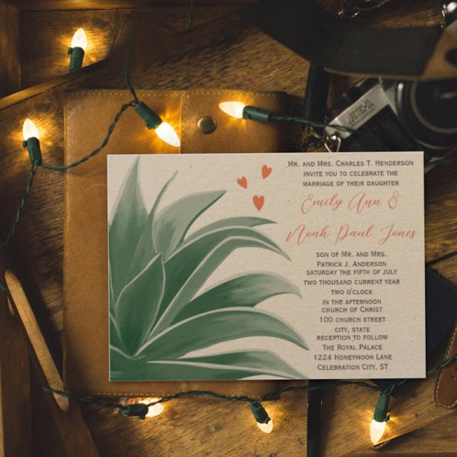 Convites Casamento Suculento Do Terreno Do Terraço Rustico (Criador carregado)