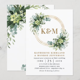 Convites Casamento Suculento Eucalyptus Elegante Boho Green