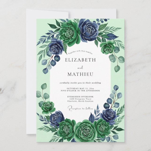 Convites Casamento Suculento Verde Esmeralda Luxuriante (Frente)