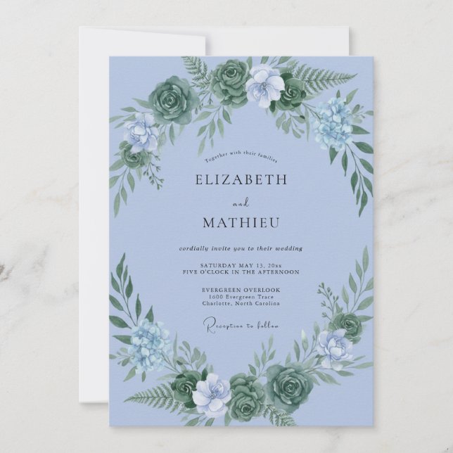 Convites Casamento Suculento Verde Musgo (Frente)
