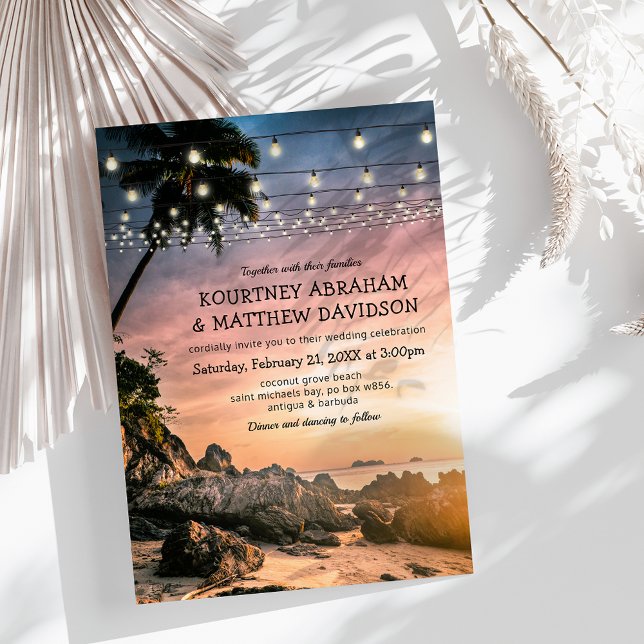 Convites Casamento Sunset de Ocean Beach Seaside (Criador carregado)