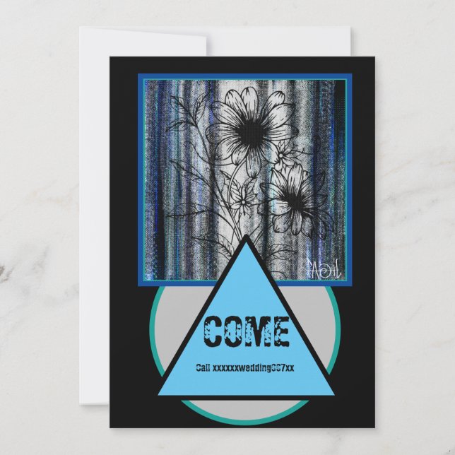 Convites Casamento Super Secreto Preto e Azul (Frente)