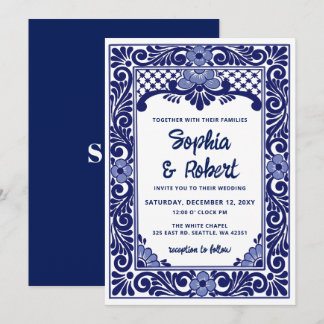 Convites Casamento Talavera Azul Mexicano