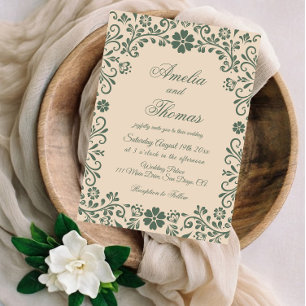 Convites Casamento Talavera Verde Bege 