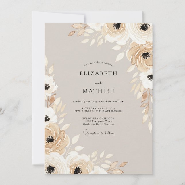 Convites Casamento Tan Bloom (Frente)