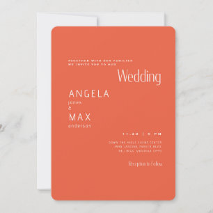 Convites Casamento Tangerina Moderna Sem Pais