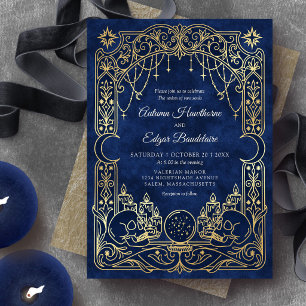 Convites Casamento Tarot Celestial Gótico Azul