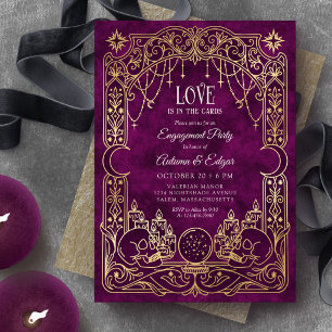Convites Casamento Tarot Halloween Gótico Borgonha