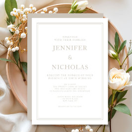 Convites Casamento Taupe Formal Elegante