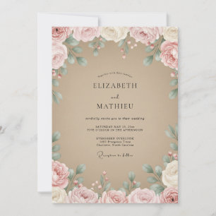 Convites Casamento Taupe Mauve Blossom