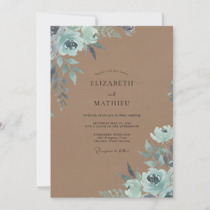 Convites Casamento Taupe Seafoam Blossom