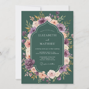 Convites Casamento Teal Amethyst Dahlia