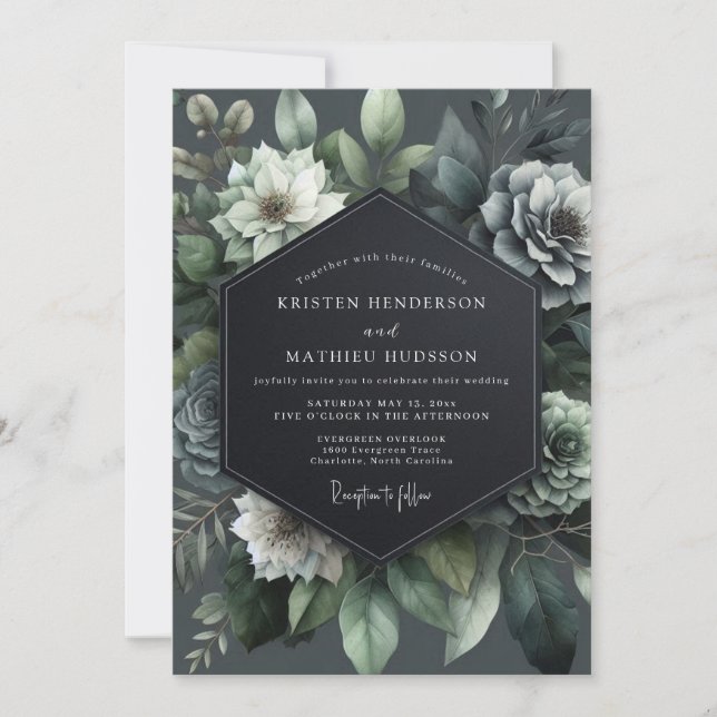Convites Casamento Teal Bloom (Frente)