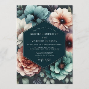 Convites Casamento Teal Blush Chiaroscuro