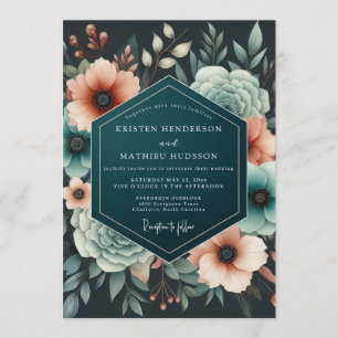 Convites Casamento Teal Coral Eventide