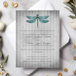 Convites Casamento Teal Jeweled Dragonfly