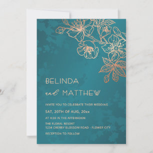 Convites Casamento Teal Rose Gold Foto