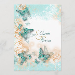 Convites Casamento tema borboleta aqua dourado