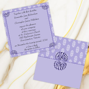 Convites Casamento tema damasco Azul Violet