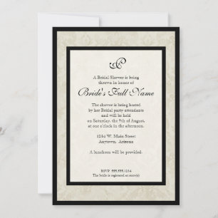Convites Casamento tema damasco Black n Cream Fleur de Lis