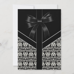 Convites Casamento tema damasco Branco e Preto Elegante