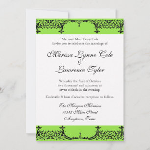 Convites Casamento tema damasco branco preto da flor de lis
