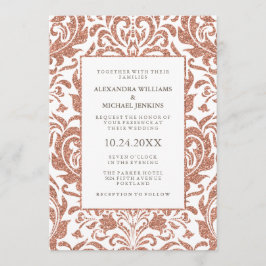 Convites Casamento tema damasco brilhante Elegante Faux Dou