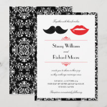 Casamento tema damasco de bigode vermelho, preto e