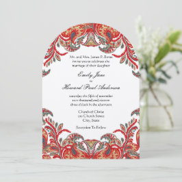Convites Casamento tema damasco de Paisley Peacock de Vinta