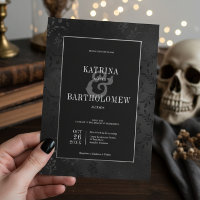 Casamento tema damasco de Satin Preto-Branco Escur