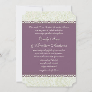 Convites Casamento tema damasco de Vintagem Roxo