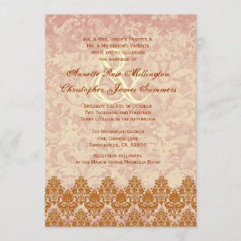 Convites Casamento tema damasco Dourado e brilhante V01