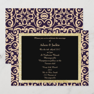 CONVITES CASAMENTO TEMA DAMASCO ELEGANTE