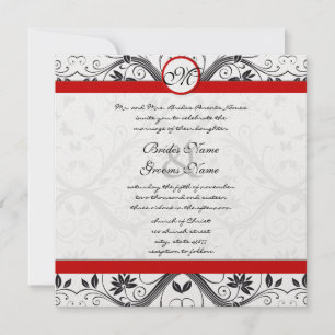 Convites Casamento tema damasco Floral de Vintage Preto e B