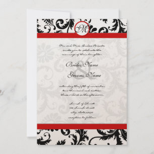 Convites Casamento tema damasco Floral de Vintage Preto e B