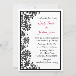 Convites Casamento tema damasco Floral Preto e Branco