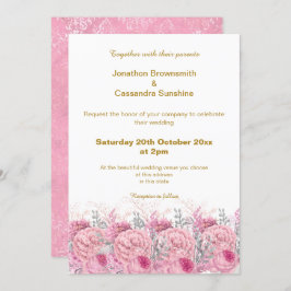 CONVITES CASAMENTO TEMA DAMASCO FLORORAL ELEGANTE BONITO PI