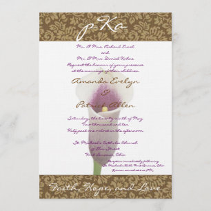 Convites Casamento tema damasco Marrom Inv.