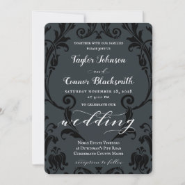 Convites Casamento tema damasco Negro Rustic Blacksmith
