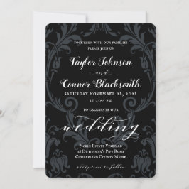 Convites Casamento tema damasco Negro Rustic Blacksmith