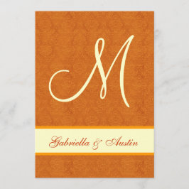 Convites Casamento tema damasco Orange e Cream A478