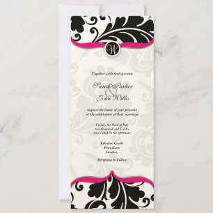 Convites Casamento tema damasco preto e branco Convide com