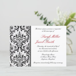 Convites Casamento tema damasco preto e branco moderno